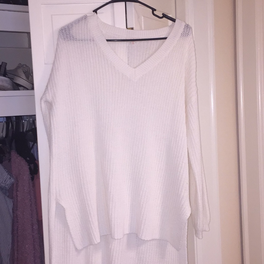 Ambiance white high low sweater